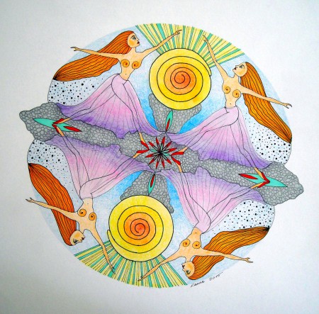 Mandalala No.146," SILK SKIRTS BY LADA ", 2015, 50 x 50 cm